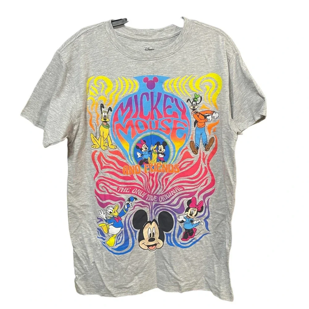 Disney Unisex Mickey Mouse Gray Graphic T-shirt in Gray Size Medium - Picture 1 of 3